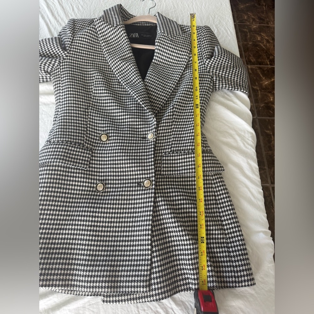 Zara Women's Black and White Houndstooth Blazer Small - Picture 5 of 8